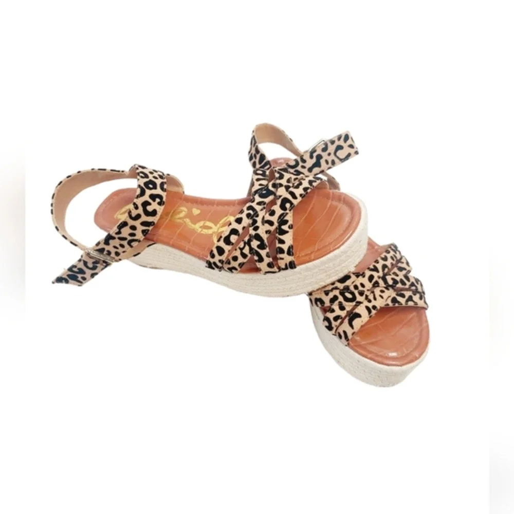 Qupid Suede Leopard Sandals Size 9 - Picture 1 of 3